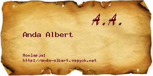 Anda Albert névjegykártya