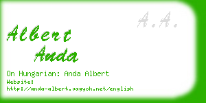 albert anda business card